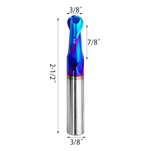 Image of Ball Nose CNC Router Bit 3 /8 Inch Shank with Blue NACO Coating