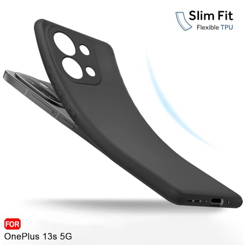 Image of TheGiftKart Sleek Back Cover Case for OnePlus 13s 5G | Slim Fit Protective Design | Ultra Matte Finish | Camera Protection Bump | Soft Silicon Back Cover Case for OnePlus 13s 5G (Silicone, Black)