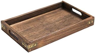 Wooden Serving Tray with Handles, Rustic Wood Decorative Tray, Rectangle Breakfast Trays, Food Serving Tray for Fruit Coffee Tea Cupcake Dinner Party Farmhouse Platter