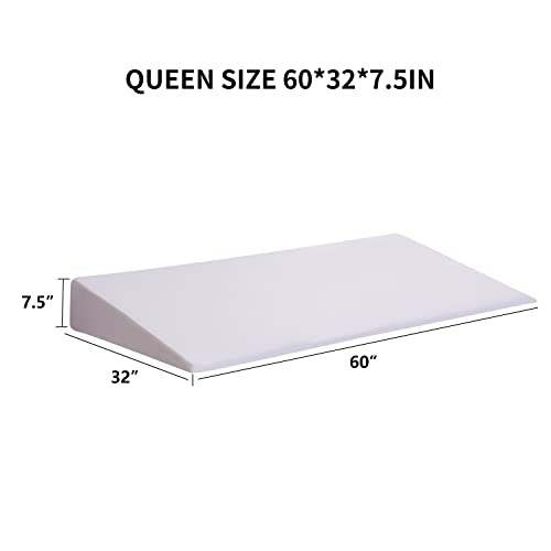 Sunyrisy Wide Size Bed Wedge Pillow, Wedge Mattress Topper With Washable Cover, Wedge Pillow For Headboard, Inclined Mattress Elevator For Acid Reflux, Neck & Back Pain, Anti-Snoring, Queen #TOP2