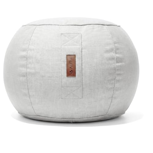 Aiire Puff Exterior Jardín Moderno - Sillón Puf con Relleno Incluido para Piscina, Terraza o Salón - Tejido Premium Resistente al Agua y Rayos UV - Reposapiés Puff a Juego Beige