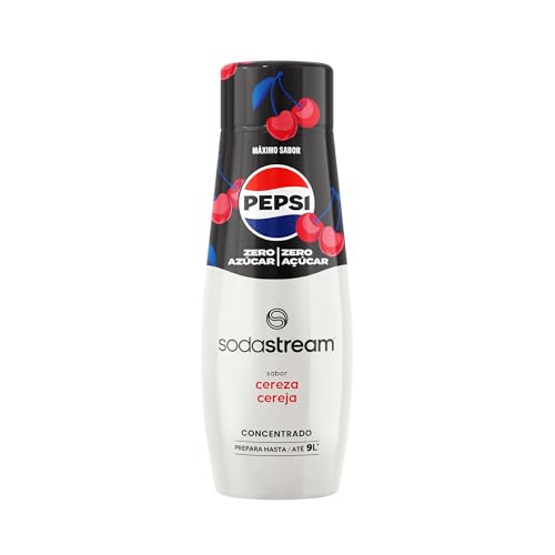 Pepsi Zero Cherry Concentrado de Refresco, Sin Azúcar, Prepara hasta 9 l de Bebida, Apto para Todas las Máquinas Gasificadoras de Agua SodaStream, 440 ml