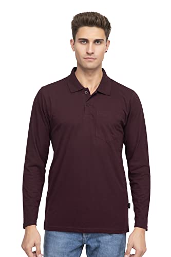 Image of Polo Full Sleeve t Shirt for Men Cotton with Pocket and Collar - Regular Fit Tshirt