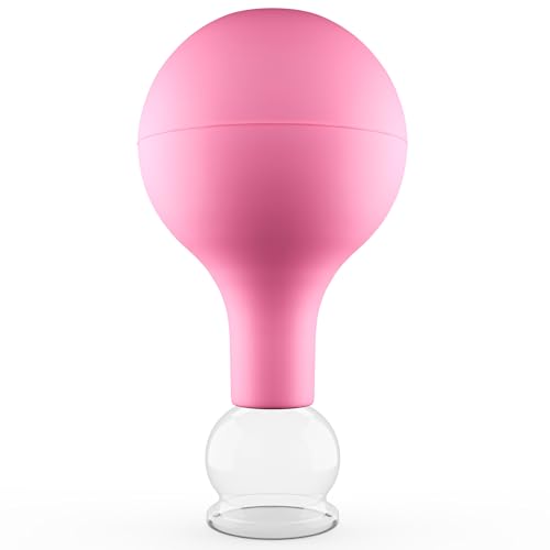 Pulox Schröpfglas aus Echtglas mit Saugball in Pink, 25mm - Medizinische Profi-Schröpfgläser