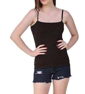 OK INTERPRISES Black Colour Women Girls Camisole with Removable and Adjustable Strap Slip Spaghetti Top Innerwear (Free Size: Size Best fit 30 � 36 Inches Chest) Black-image-27