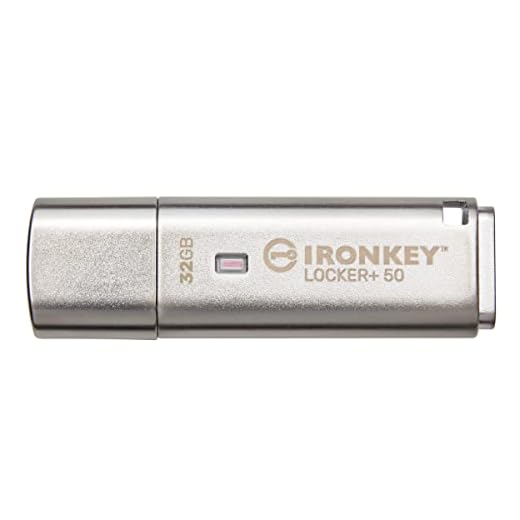Kingston IronKey Locker+ 50 USB Stick XTS-AES-Verschlüsselung für Datenschutz mit automatischer USBtoCloud Sicherung-IKLP50/32GB