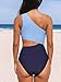 Model wearing Cupshe One Shoulder Cutout Bathing Suit