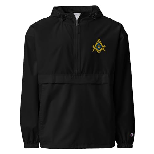 Masonic Embroidered Champion Packable Jacket, Freemason Windbreaker Jacket, SM-2XL