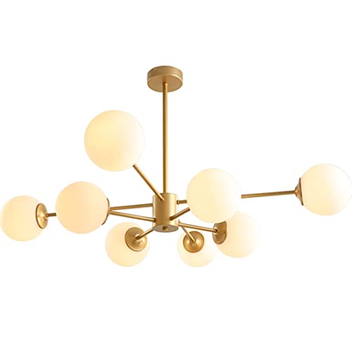 Lustre globe 6 lampes design doré chic suspension haut de gamme séjour