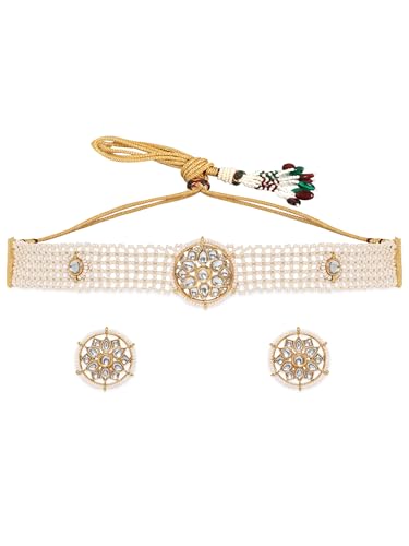 Image of Rubans Choker Necklace Set Traditional Stylish Jewellery Gift for Women & Girls