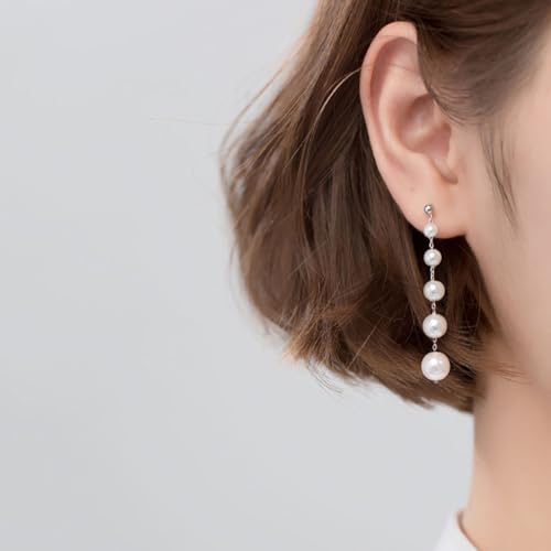 SLUYNZ Sterling Silver Pearl Earrings Dangle for Women Teens Wedding Pearl Drop Earrings for Brides2
