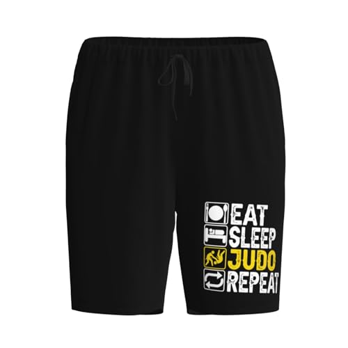 Eat Sleep Judo Repeat Pajama Shorts for Men, Men's Pajama Bottoms, Sleepwear for Summer2