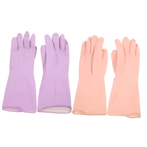 BEBEMOKO 2 Pares De Guantes Para Lavar Platos, Guantes De Látex Reutilizables Para Tareas Domésticas, Guantes De Látex Para Lavar Platos