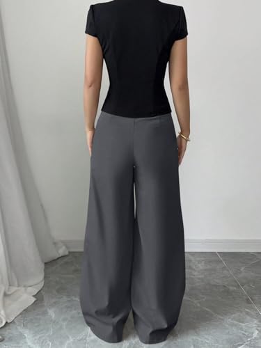Image of Leriya Fashion Cargo Pants for Woman | Cargo Pants for Women Cotton Wide Leg Utility Fit Flap Pockets | Trousers Fors Women, Relaxed Fit Baggy Pant Airport Outfit for Womens Streetwear Attire