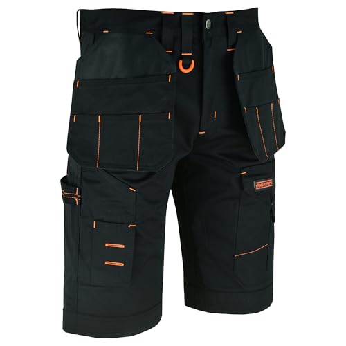 Short de travail homme cargo noir WrightFits multi poches ultra résistant