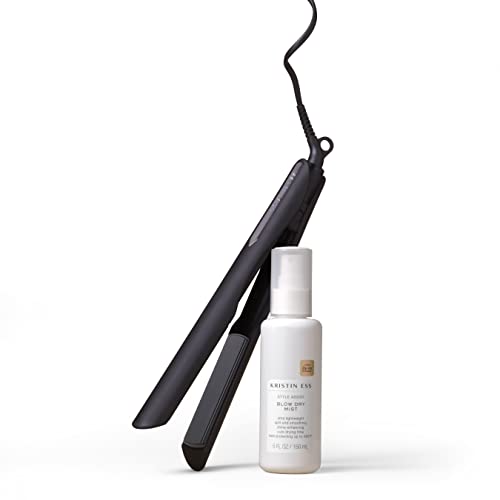 Kristin Ess Hair Nanoblack 3-in-1 Curling Flat Iron Straightener + Style Assist Heat Protectant Spray - 1 1/4 Inch Salon Professional Ceramic Hot Tool - Hair Straightener + Curler 2 in 1 + Beach Waver - Image 4