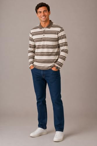 Image of SANE ORIGINALS Full Sleeves Polo T-Shirt for Men with Pocket || Stripe Collar and Pocket T-Shirt for Men Long Sleeves