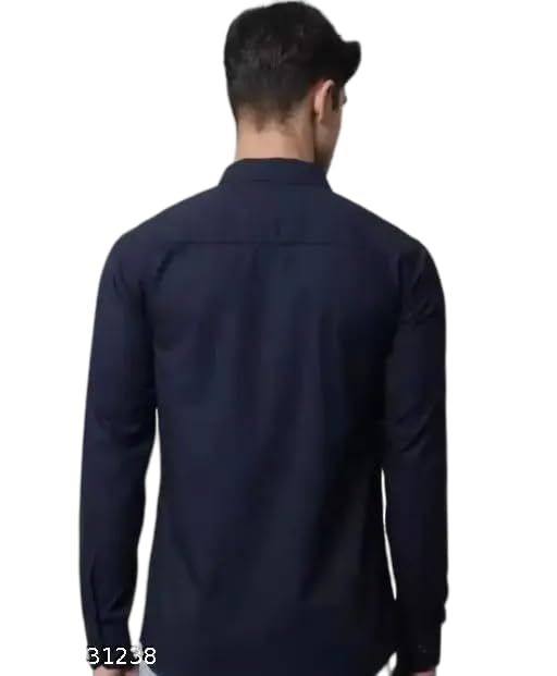 Image of Mahima Ethnic Centre's Men's Solid Formal Shirt Cotton Slim Fit Business Casual Button Down