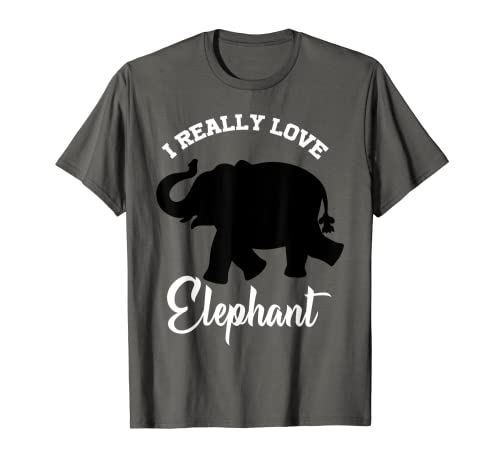 Maglietta con scritta "I Really Love Elephant Maglietta