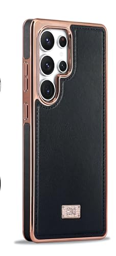 Image of BOUNCEBACK Faux Leather Electroplated Back Case /Cover for Samsung Galaxy S25 Ultra - Black