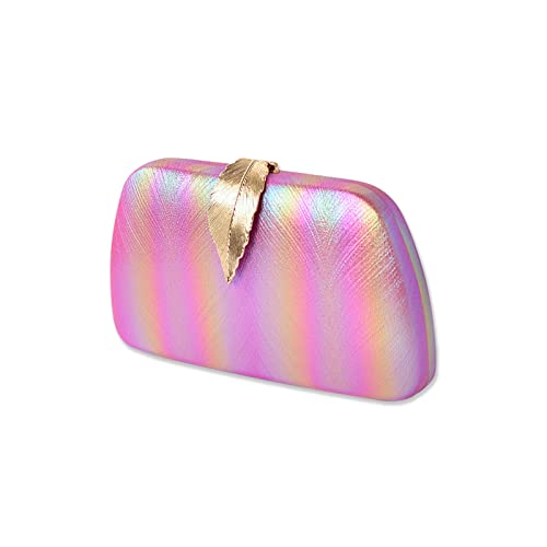 CORIOS Women's Pink Medium Glitter Leaf Nature-inspired Evening Clutch Bag