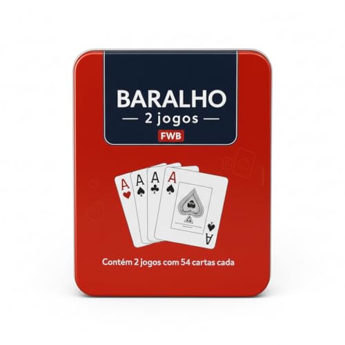 Baralho de Plástico Duplo 108 Cartas – Estojo de Metal Resistente, Impermeável e Durável para Jogos