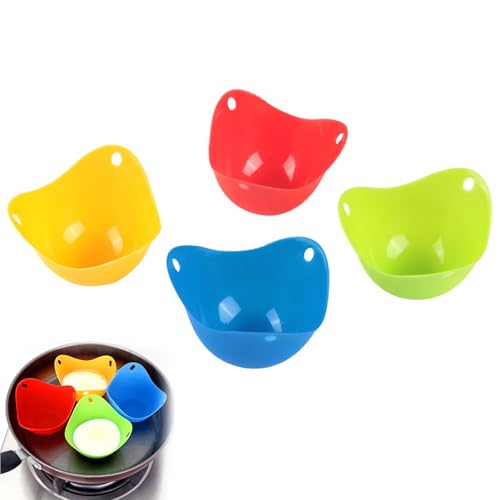 Escalfador Huevos Silicona,Escalfador de Huevos,Escalfador Huevos Poche,Taza de Huevo Hervido de Silicona,Hervidor de Huevos de Silicona Resistente a Altas Temperaturas 4 Piezas Tokaneit