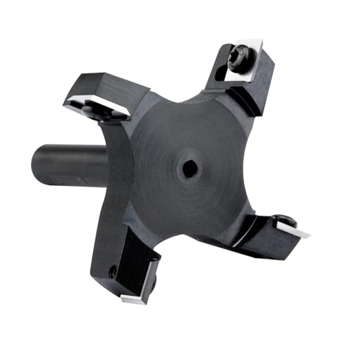 DEEFIINE Fresa planadora de 12 mm, vástago de 76 mm de diámetro, fresa para fresadora superior con plaquitas reversibles, spoilboard, 4 flautas, fresadora CNC para madera