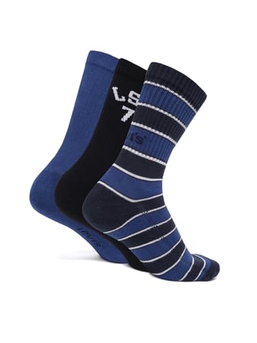 Image of Levi's Men's Cotton Stretch Crew Length Half Terry Ribbed Socks with Cushioned Sole (Pack of 3)