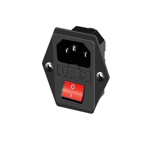 Toma corriente AC de 3 agujeros con fusible de 10A e interruptor integrado para pared