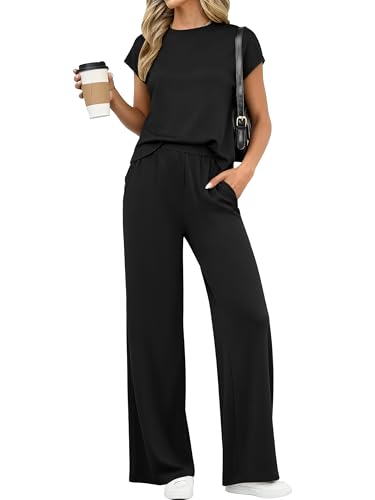 PRETTYGARDEN Womens 2 Piece Outfits Casual Cap Sleeve Lounge Set