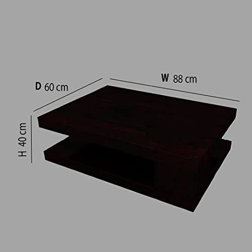 Image of Douceur Furnitures Solid Sheesham Wood Coffee Table with Storage | Wooden Centre Table & Tea Table for Living Room, Hall, Home, Office, Hotel & Cafe | Walnut Finish