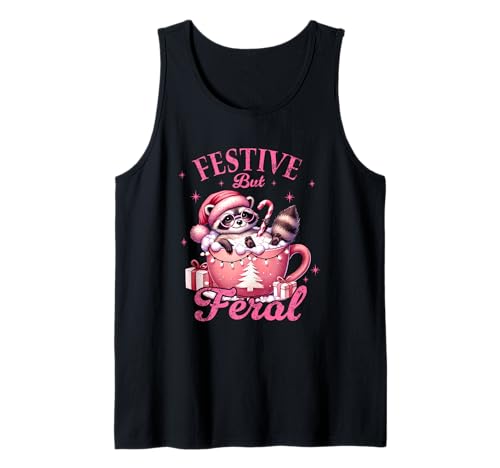 Festive But Feral Raccoon - Taza de Navidad Camiseta sin Mangas