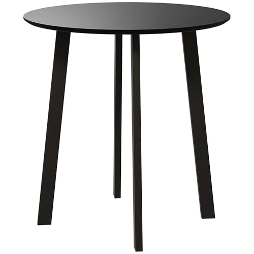 HOMCOM Esstisch 72 x 72 cm Runder Küchentisch für 2 Personen moderner Esszimmertisch mit abgeschrägten Beinen, Tisch für Küche, Esszimmer und Wohnzimmer Schwarz