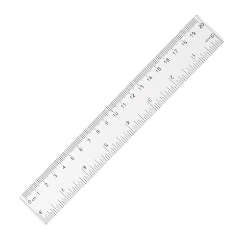 VELSIN Plastic Transparent Straight Ruler - Clear Soft Bendable Ruler with Centimeters and Inches Measuring Tool for School Student Office - 20 cm/8 inch