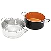 Amazon Basics Ceramic Nonstick Pots and Pans Cookware Set, Dishwasher & Oven Safe, Even Heating, 10-Piece Set, Copper Color #5