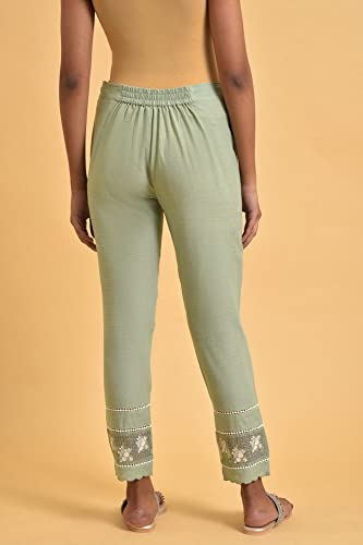 Image of W for Woman Women's Slim Fit Mid Rise Strechable Slim Pants | Trousers