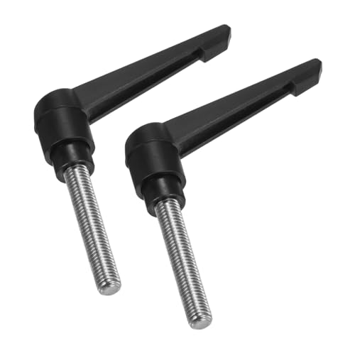 Image of uxcell 2pcs Clamping Lever Handles, M10 x 45mm 304 Stainless Steel Threaded Male Stud, Adjustable Handles Locking Quick Release Ratchet Push Button Bolt Knobs, Black