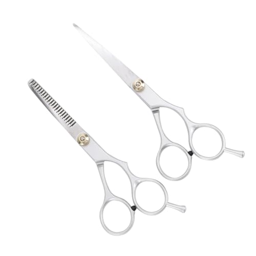 Gogogmee 2 Piezas Tijeras Peluquería Profesionales Plata Tijeras Corte y Entresacar Acero Inoxidable Reposadedos para Estilistas