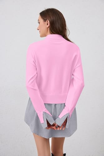 Image of Women Asymmetrical Patchwork Sweaters Slit Turtleneck Pullover Sweater Dress 2 in 1 Sweater Shirt Tunic Sweater Tops
