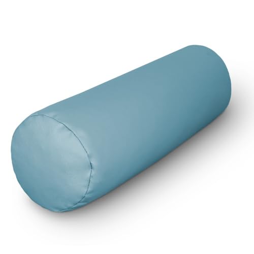 HAPPERS Cojín Cilíndrico de 50x15 en Polipiel Azul Cielo. Rollo Cervical para aliviar Dolor postural o Dormir