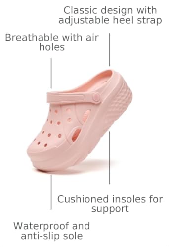 Image of SECHRITE Womens Platform Clogs Garden Shoes Waterproof Beach Pool Sandals Summer Mules Home Slippers Shower Shoes
