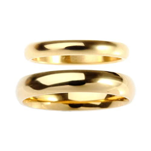 Whoiy Alianzas de Boda Oro, Anillo de Matrimonio Pareja Acero Inoxidable 2 Piezas Anillo Pulido Grabado Personalizado
