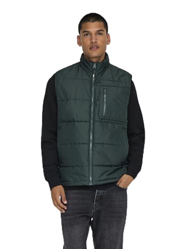 Only & Sons Quilted Gilet ONSJAKE Quilted Gilet Darkest Spruce S Darkest Spruce S