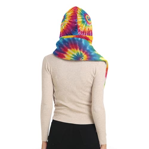 Warm Winter Hooded Scarf Hat for Women with Gloves Pocket Long Scarves Shawl Wraps H0809722