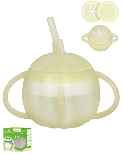 Image of Qyeejong Toddler Cups with Straw & Snack Cup Spill Proof BPA Free, See-thru Silicone Baby Sippy Straw Cup & Snack Containers for 6+ Months 1+ Year Old