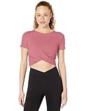 Amazon Brand - Core 10 Women's Pima Cotton Blend Knot Front Yoga T-Shirt, Blush, 2X
