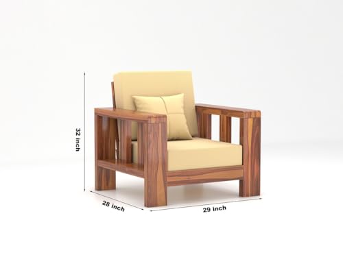 Image of Sheesham Wooden 6 Seater Sofa Set for Living Room | Solid Wood Sofa | Rosewood Sofa Set for Home & Office | Lounge (Natural, 3+2+1 Seater)