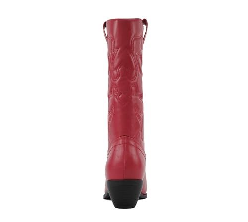 Image of Soda inchTELLER inch ~ Women's Western Cowboy Boots with Stitched Detailing, Pointed Toe, and Low Block Heel
