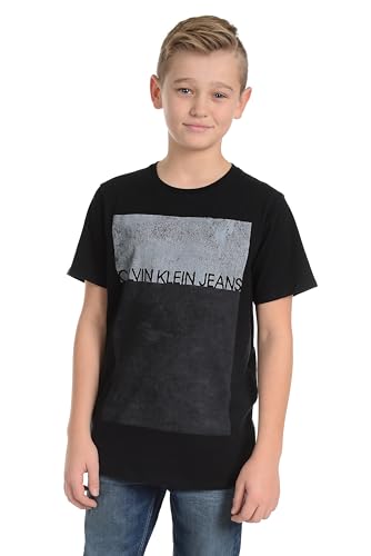 Calvin Klein Boys' Short Sleeve Graphic Crew Neck T-Shirt, Comfortable, Relaxed Fit